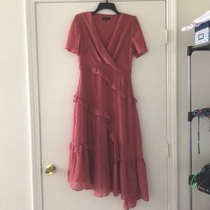 Lulus size M Rusty Rose Ruffled Midi Dress